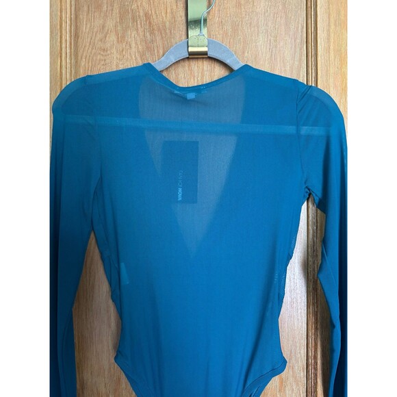 Bright blue sheer long sleeve bodysuit - Picture 6 of 8